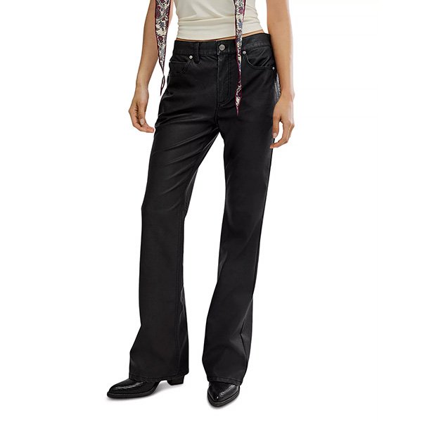 Straight Leg Pants - Double Knot Faux Leather