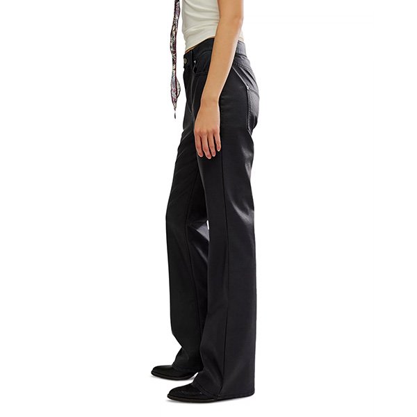 Straight Leg Pants - Double Knot Faux Leather