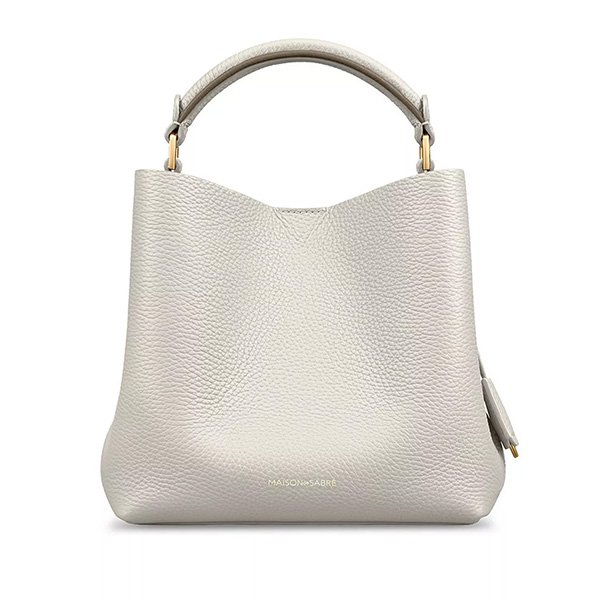 MAISON de SABRÉ leather top handle bag Foam Cashmere showing cream beige with contrast handle