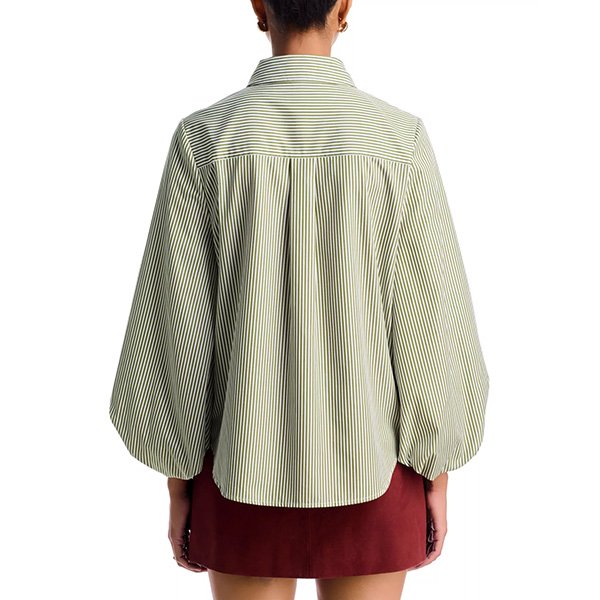 Tanya Taylor striped cotton shirt back view showing stripe pattern and fit