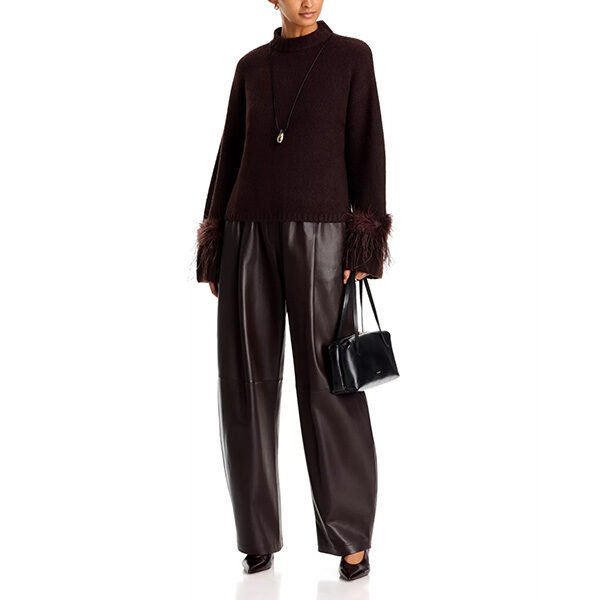 Mock Neck Sweater - Pia Feather Chocolate | WAYF