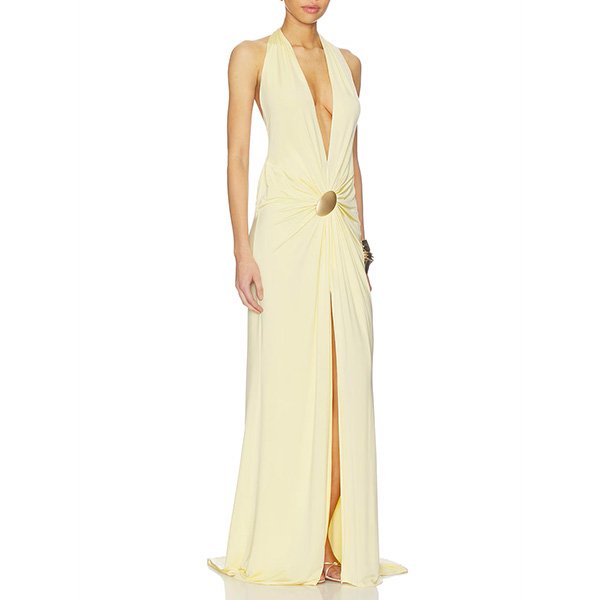 Plunging Halter Gown