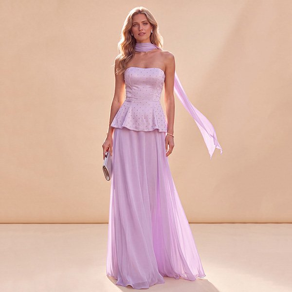 Chiffon Bridesmaid Dress Strapless