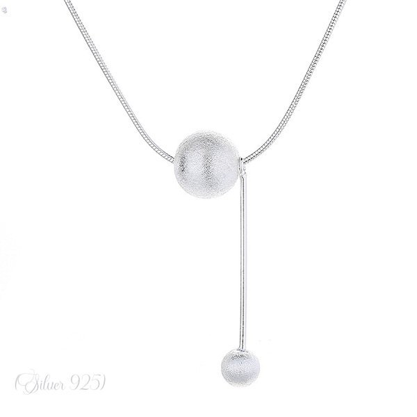 Silver Pendant Necklace - Geometric Ball