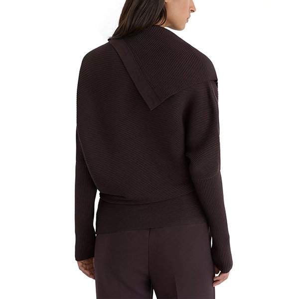 Ribbed Sweater - Lexi Asymmetric Shawl Collar | Reiss