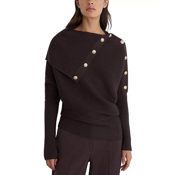 Ribbed Sweater - Lexi Asymmetric Shawl Collar | Reiss