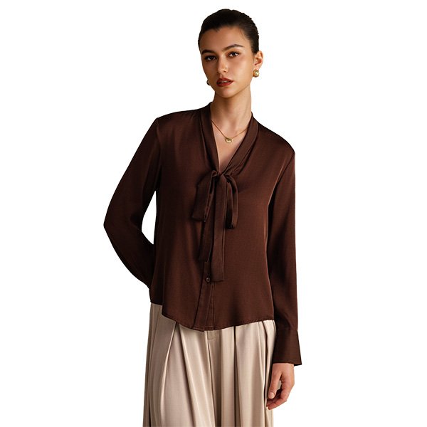 Tie Neck Blouse - 19 Momme Silk | SILKSILKY
